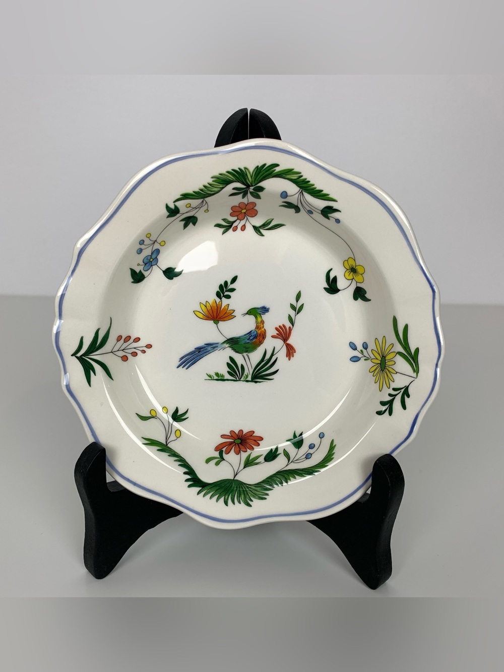 Gien Small Shallow Bowl Plate“Oiseaux De Paradis” Bird Floral France French 5.5”